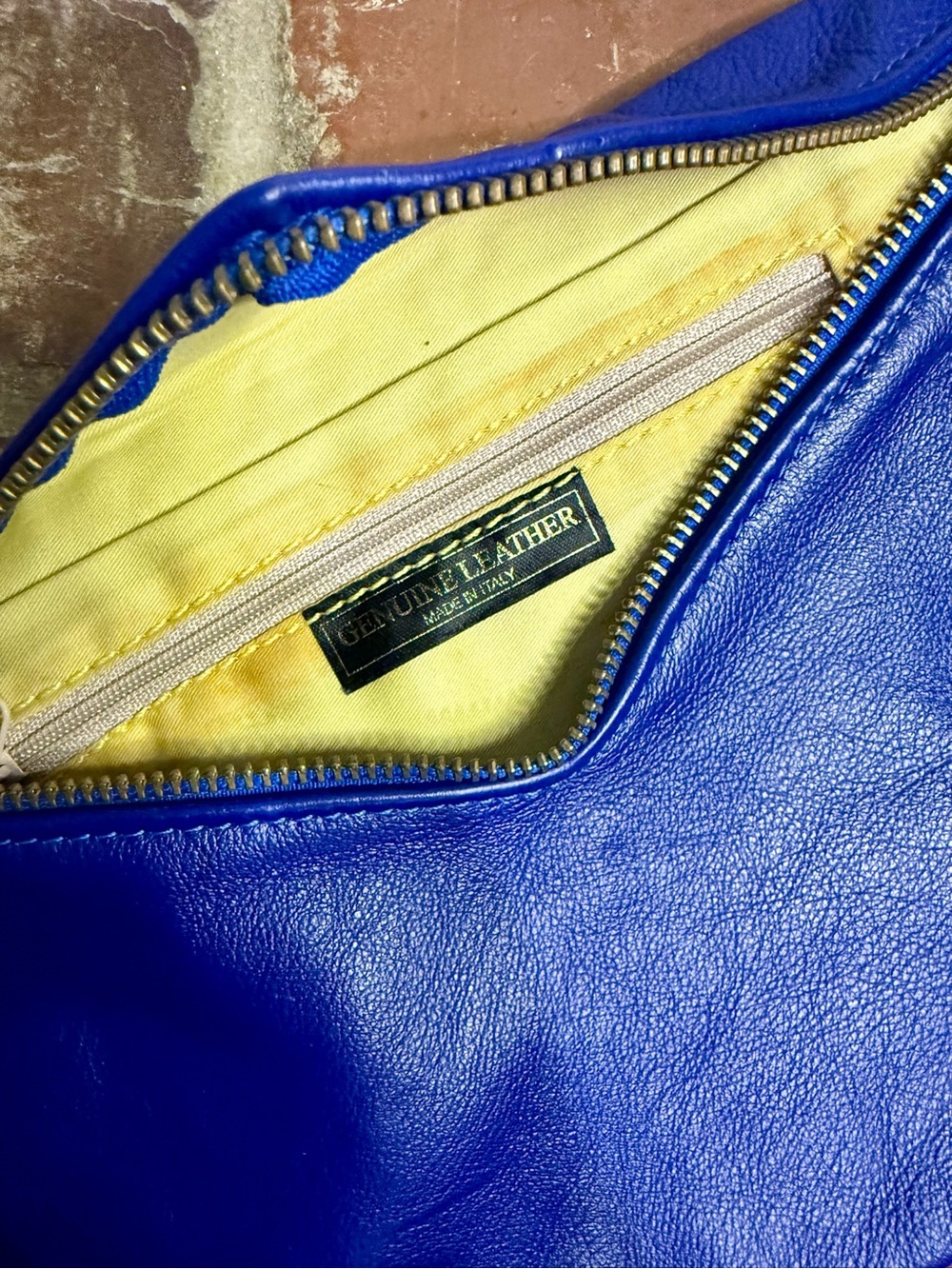 Italian Genuine Leather Royal Blue Tassel Crossbody - Picture 2 of 5